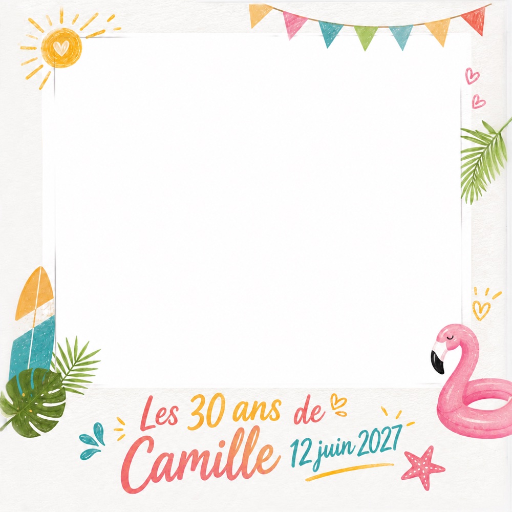 Exemple de cadre estival : les 30 ans de Camille, 12 juin 2027