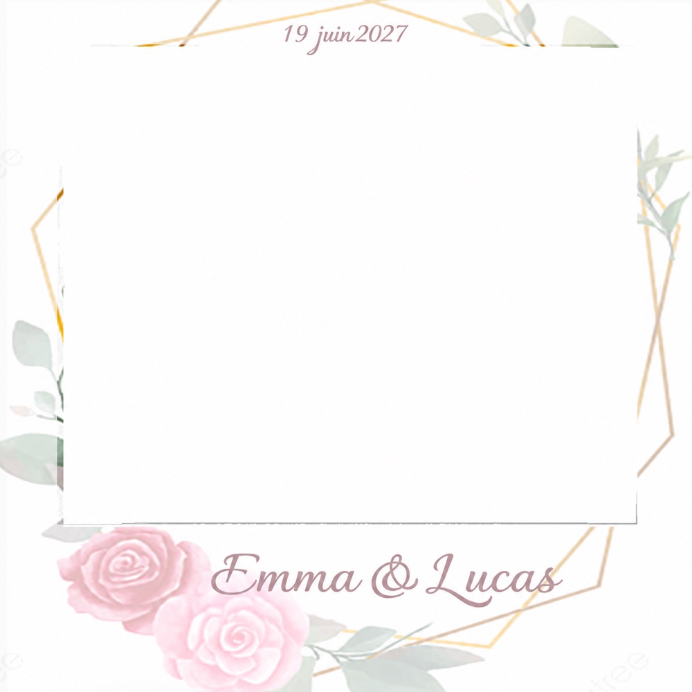 Exemple de cadre floral de mariage : Emma et Lucas, 19 juin 2027