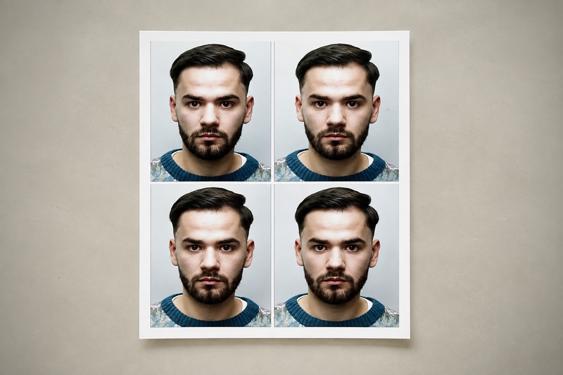 Illustration d’une planche de quatre photos d’identité